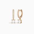 Cushion Accented Drop Huggie Hoop Earrings