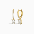 Radiant Accented Drop Huggie Hoop Earrings