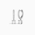 Cushion Accented Drop Huggie Hoop Earrings