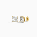 Princess Halo Diamond Stud Earrings