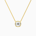 Product Video for Bezel Solitaire Cushion Lab Grown Diamond Necklace In 18K Yellow Gold