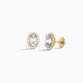 Oval Halo Diamond Stud Earrings