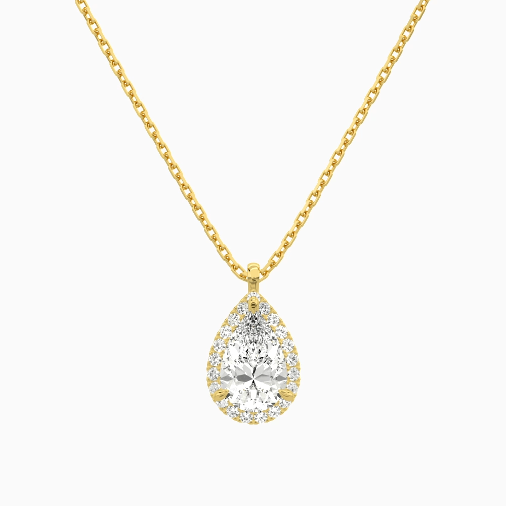 Product Video for Pear Halo Lab Grown Diamond Pendant Necklace In 18K Yellow Gold