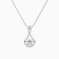 Lab Grown Diamond Cushion Accented Twist Pendant Necklace