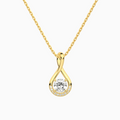 Lab Grown Diamond Cushion Accented Twist Pendant Necklace