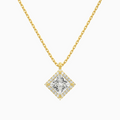 Product Video for Princess Halo Lab Grown Diamond Pendant Necklace In 14K Yellow Gold