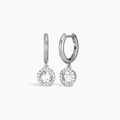 Round Halo Drop Huggie Hoop Earrings