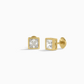 Princess Bezel Solitaire Diamond Stud Earrings