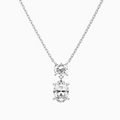 Product Video for Duo Drop Round and Oval Lab Grown Diamond Necklace In Platinum