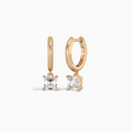 Asscher Solitaire Drop Huggie Hoop Earrings