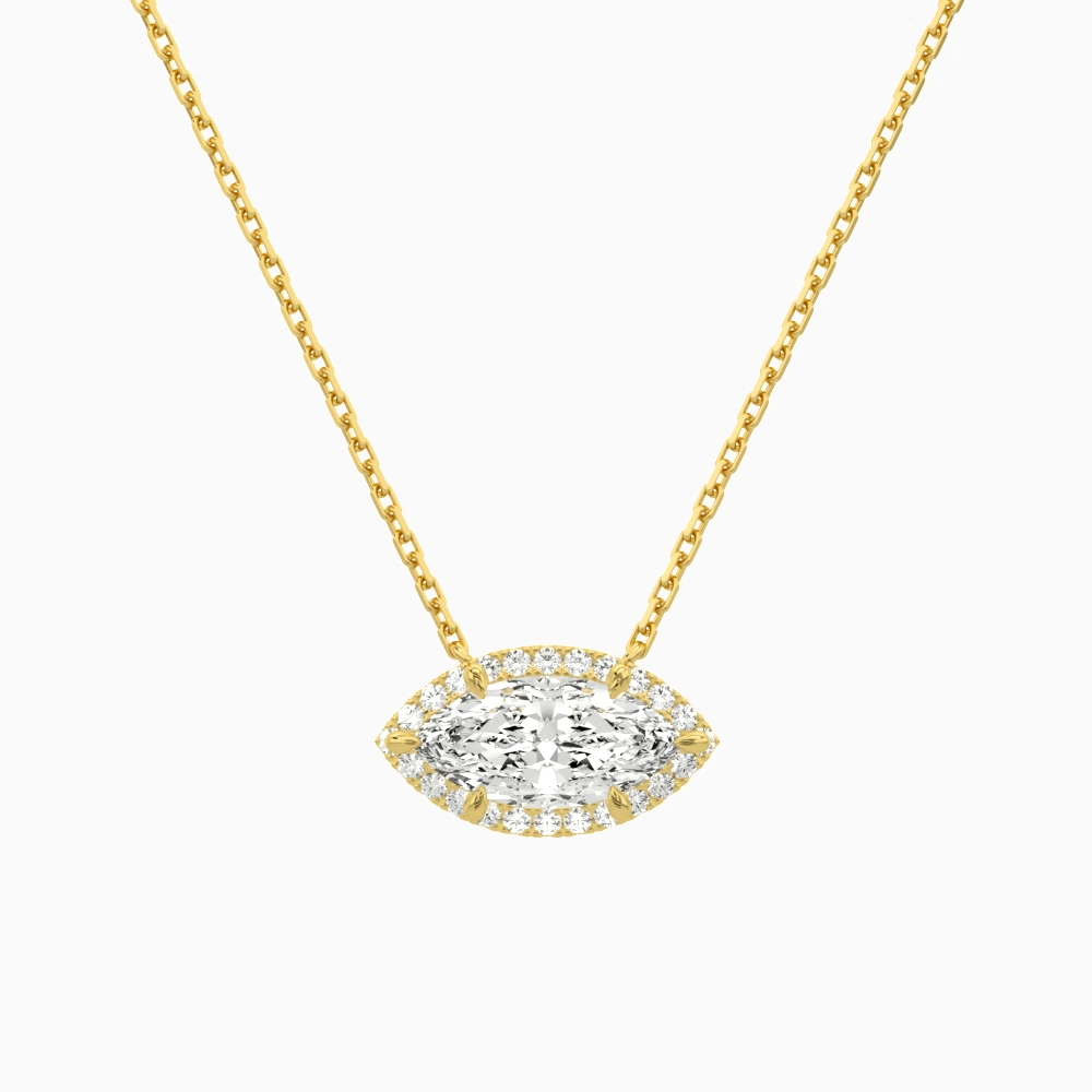 Product Video for Marquise Halo Lab Grown Diamond Necklace In 14K Yellow Gold