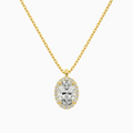 Product Video for Oval Halo Lab Grown Diamond Pendant Necklace In 18K Yellow Gold