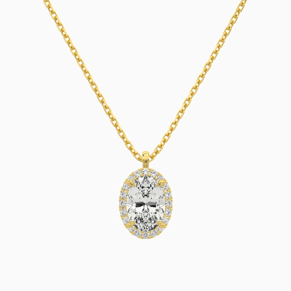 Product Video for Oval Halo Lab Grown Diamond Pendant Necklace In 18K Yellow Gold