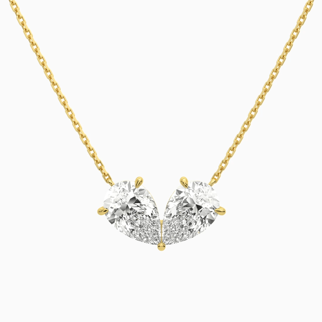 Product Video for Toi Et Moi Double Inverted Pear Lab Grown Diamond Necklace In 14K Yellow Gold