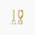 Round Accented Drop Huggie Hoop Earrings