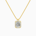 Product Video for Emerald Halo Lab Grown Diamond Pendant Necklace In 18K Yellow Gold