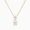 Product Video for Duo Drop Round and Oval Lab Grown Diamond Necklace In 14K Rose Gold