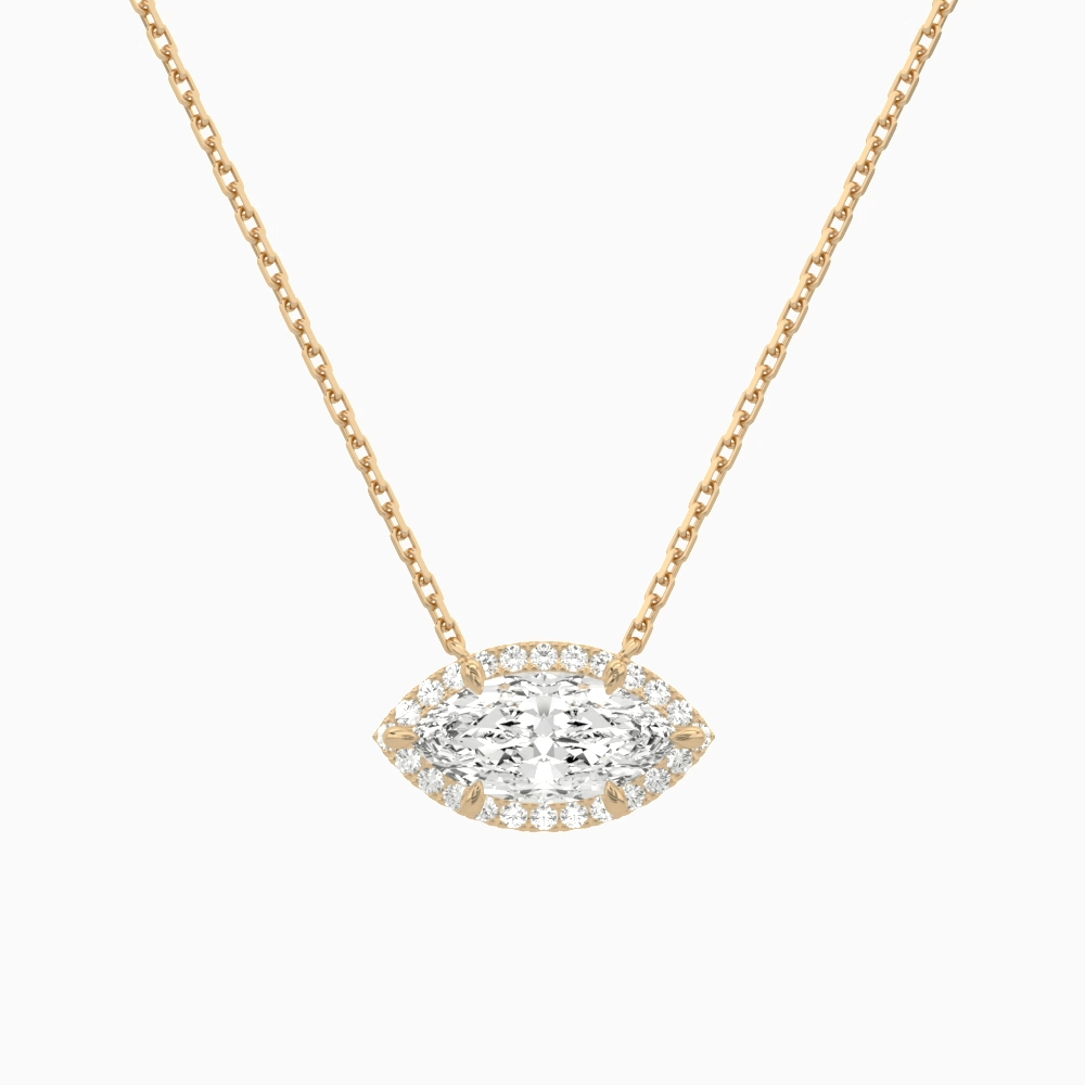 Product Video for Marquise Halo Lab Grown Diamond Necklace In 14K Rose Gold