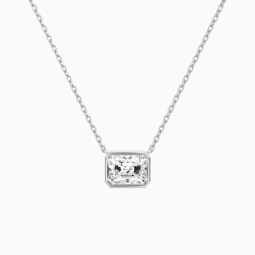Product Video for Bezel Solitaire Radiant Lab Grown Diamond Necklace In Platinum