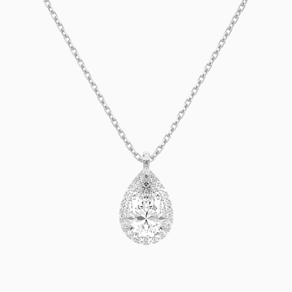 Product Video for Pear Halo Lab Grown Diamond Pendant Necklace In Platinum