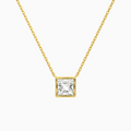 Product Video for Bezel Solitaire Princess Lab Grown Diamond Necklace In 18K Yellow Gold