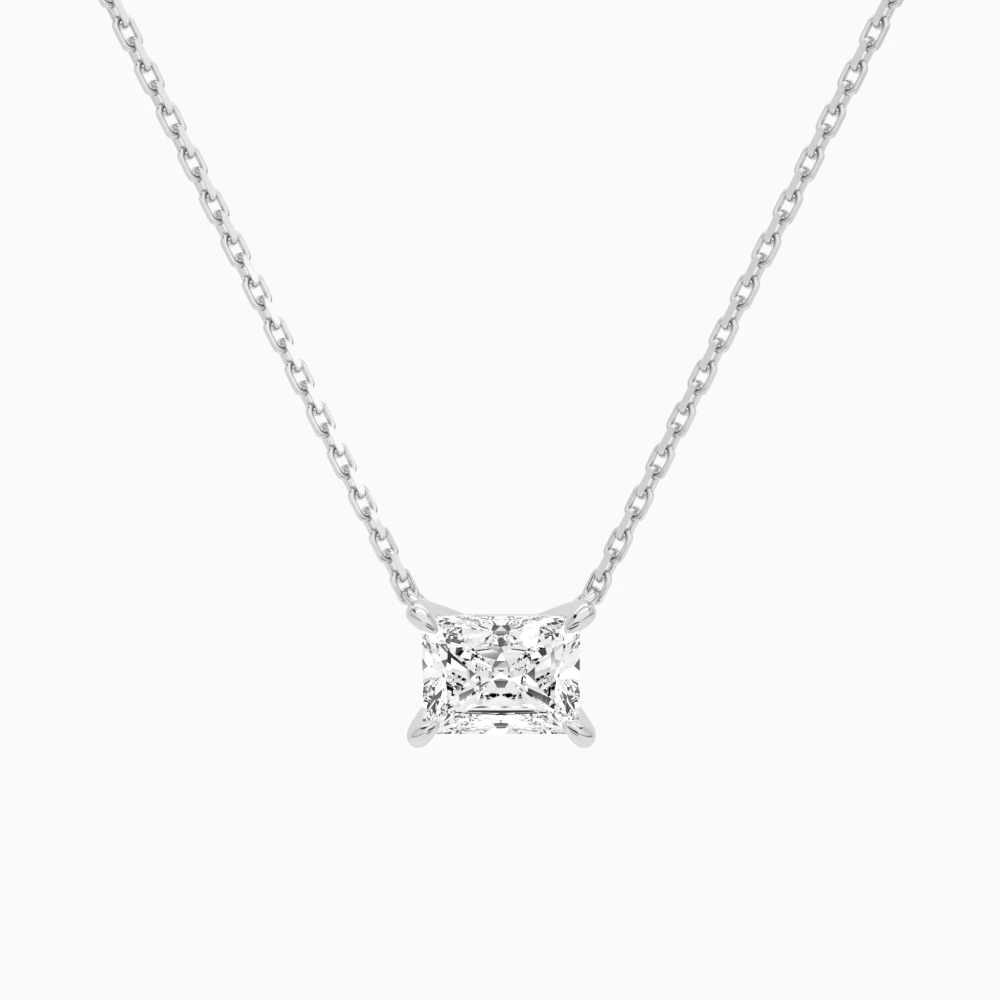Product Video for Radiant Solitaire Lab Grown Diamond Necklace In 18K White Gold