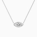 Product Video for Bezel Solitaire Marquise Lab Grown Diamond Necklace In 18K White Gold