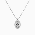 Product Video for Oval Halo Lab Grown Diamond Pendant Necklace In 14K White Gold