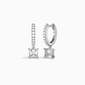 Princess Accented Drop Huggie Hoop Earrings
