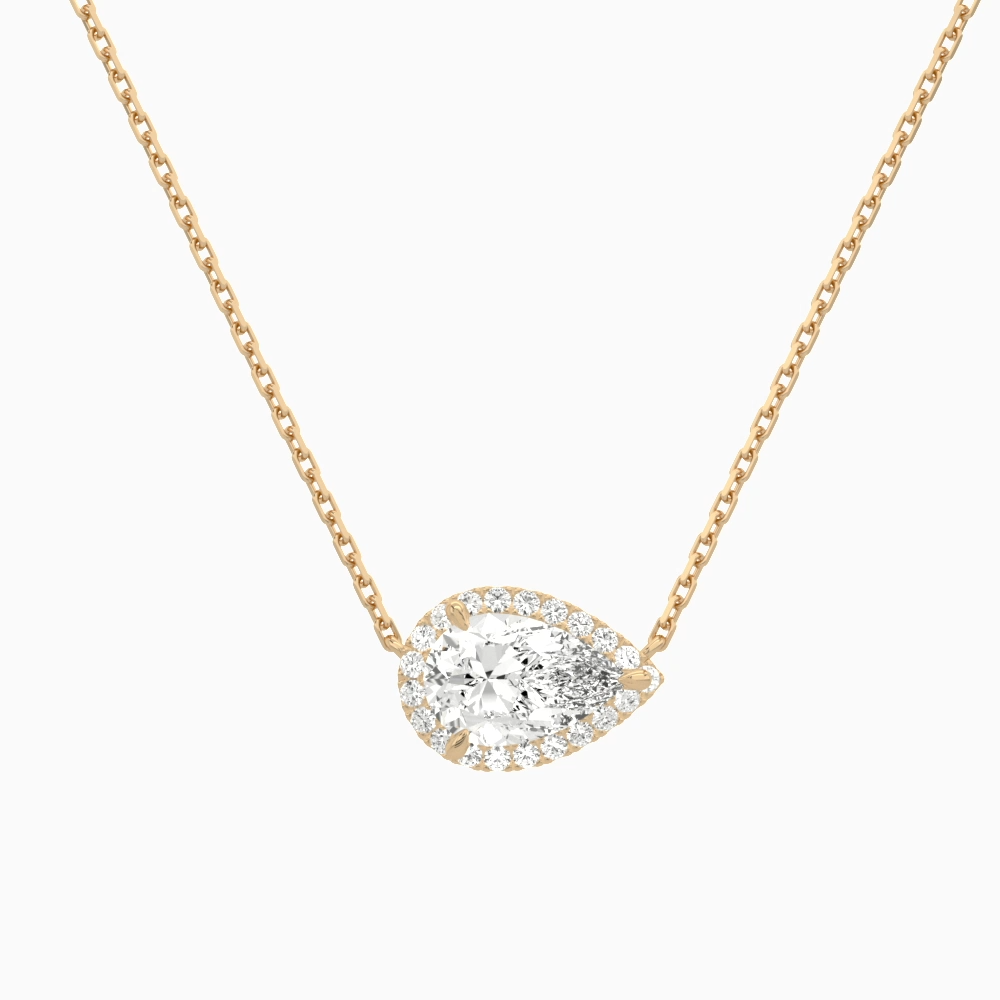 Product Video for Pear Halo Lab Grown Diamond Necklace In 14K Rose Gold