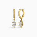 Marquise Solitaire Drop Huggie Hoop Earrings