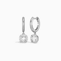 Cushion Halo Drop Huggie Hoop Earrings