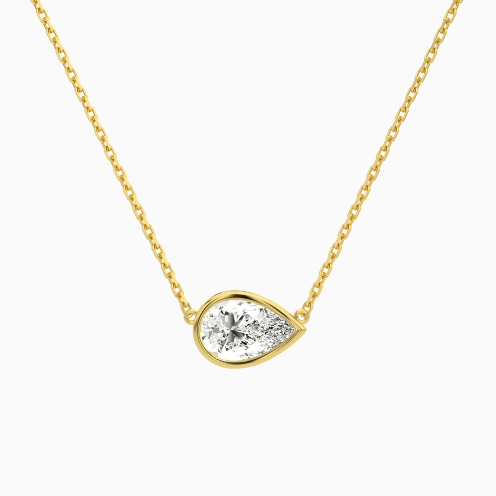 Product Video for Bezel Solitaire Pear Lab Grown Diamond Necklace In 14K Yellow Gold