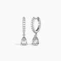 Pear Accented Drop Huggie Hoop Earrings
