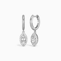 Marquise Halo Drop Huggie Hoop Earrings