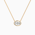 Product Video for Bezel Solitaire Oval Lab Grown Diamond Necklace In 14K Rose Gold