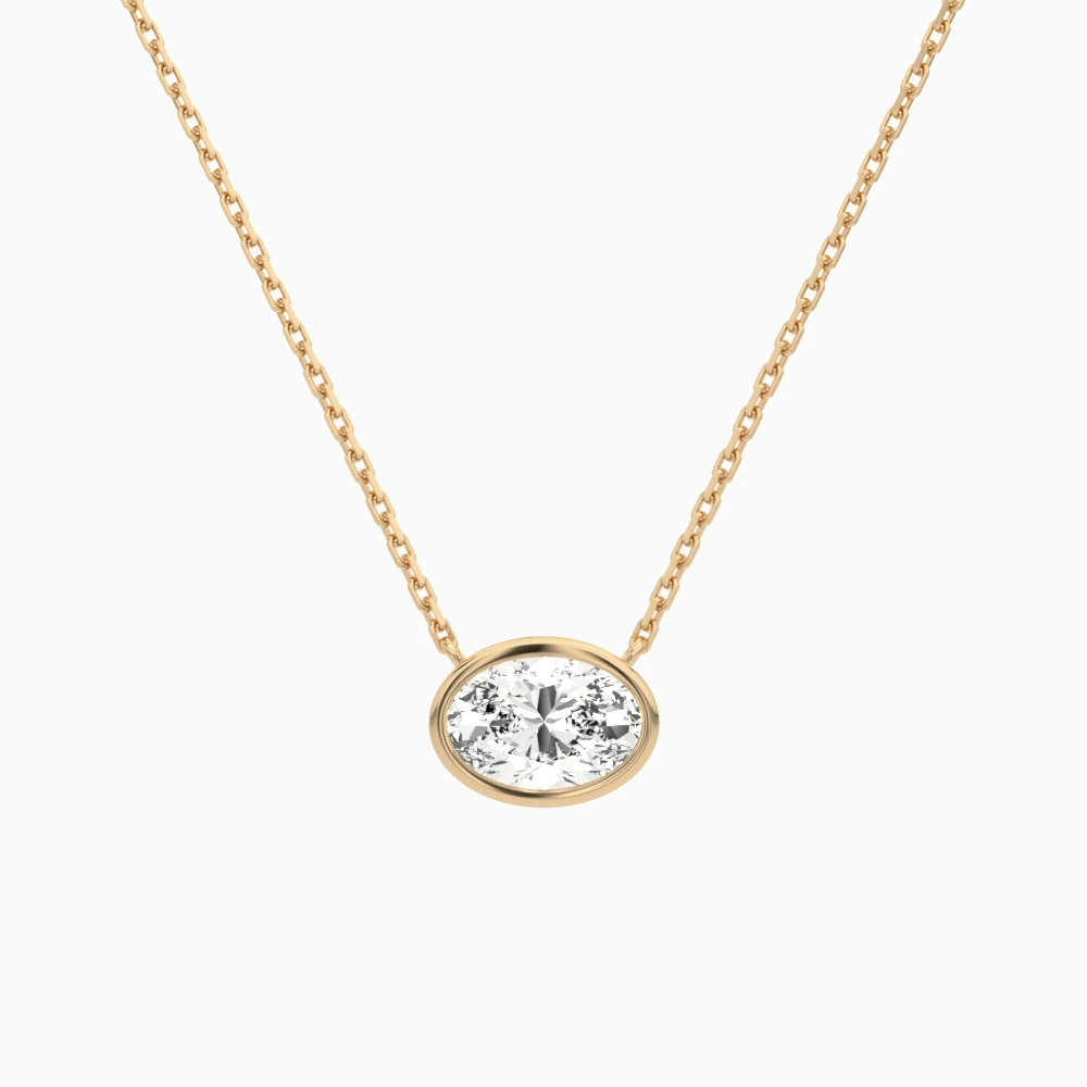 Product Video for Bezel Solitaire Oval Lab Grown Diamond Necklace In 14K Rose Gold