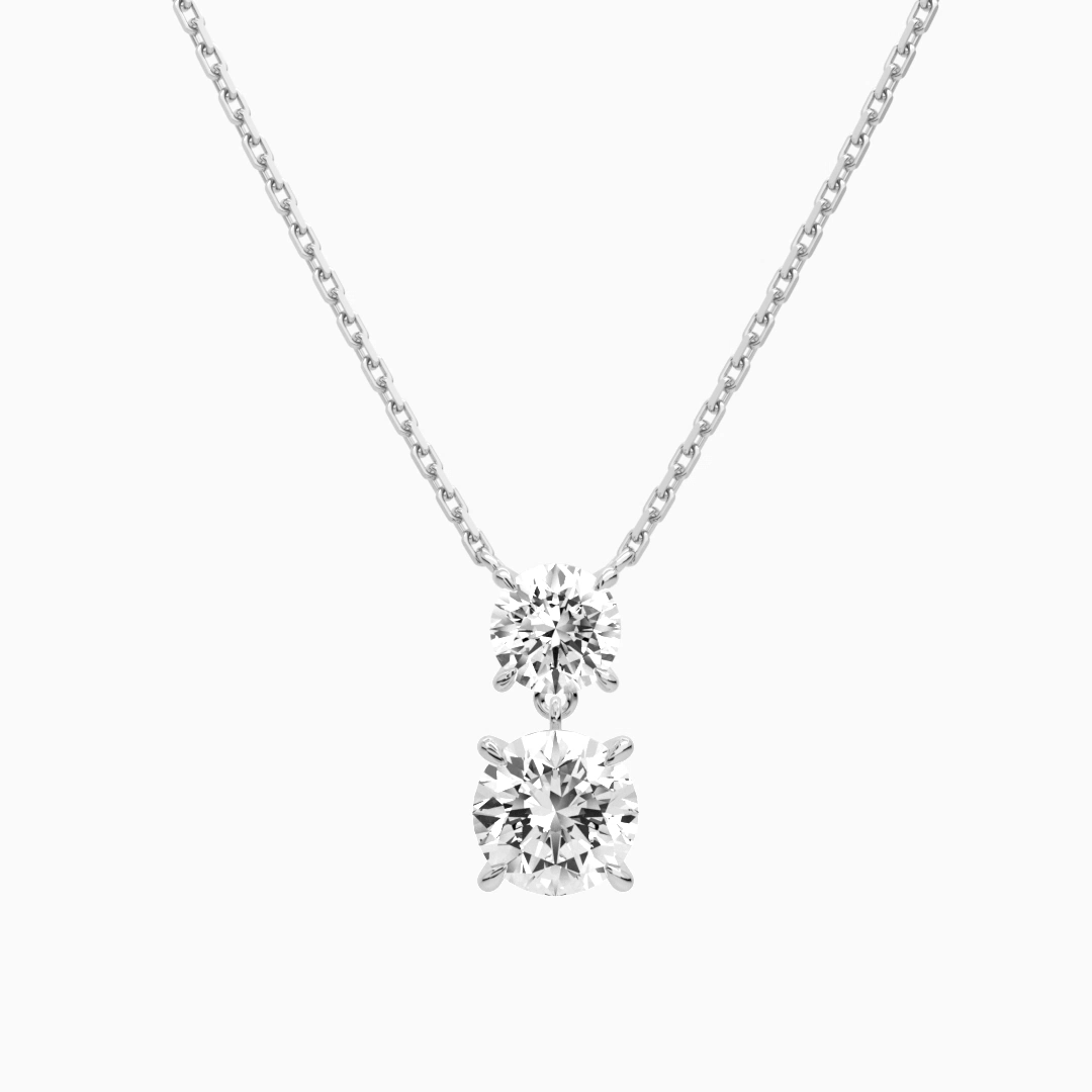 Product Video for Duo Drop Round Lab Grown Diamond Necklace In Platinum