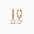Cushion Halo Drop Huggie Hoop Earrings