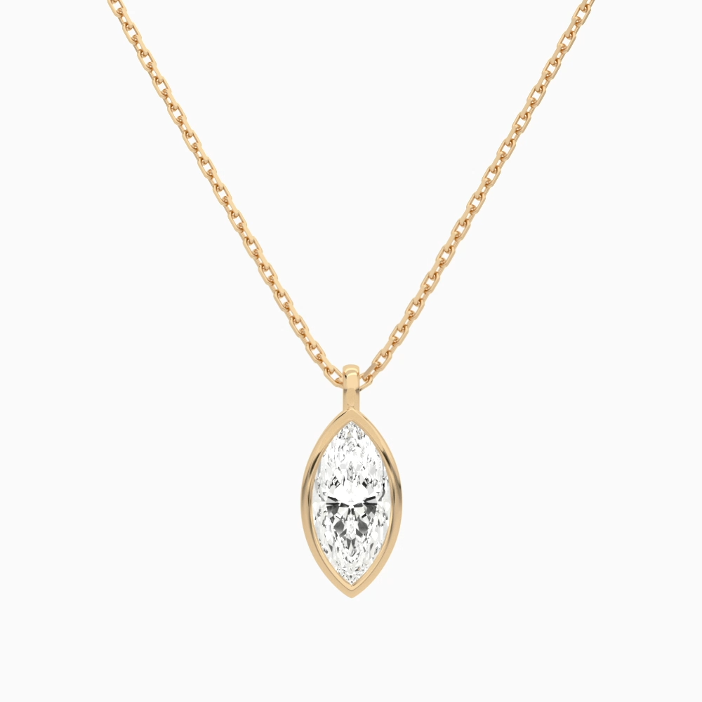 Product Video for Bezel Solitaire Marquise Lab Grown Diamond Pendant Necklace In 14K Rose Gold