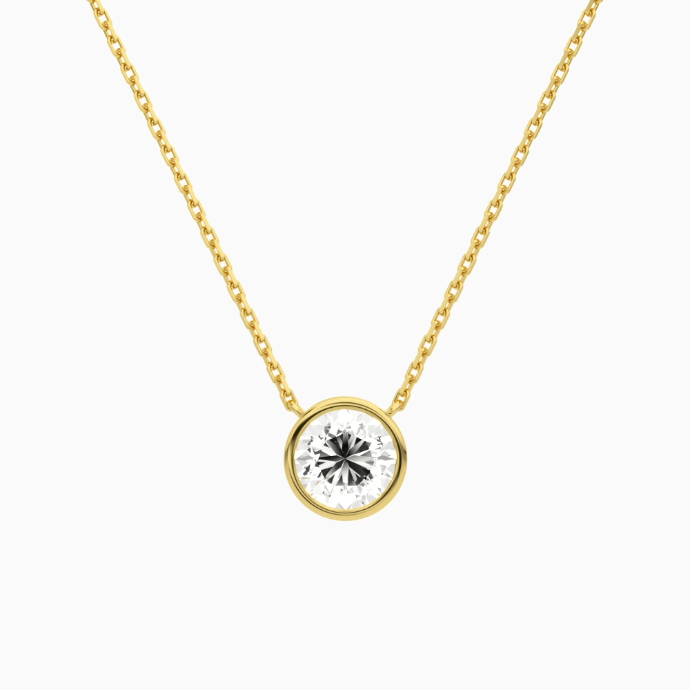 Product Video for Bezel Solitaire Round Lab Grown Diamond Necklace In 18K Yellow Gold