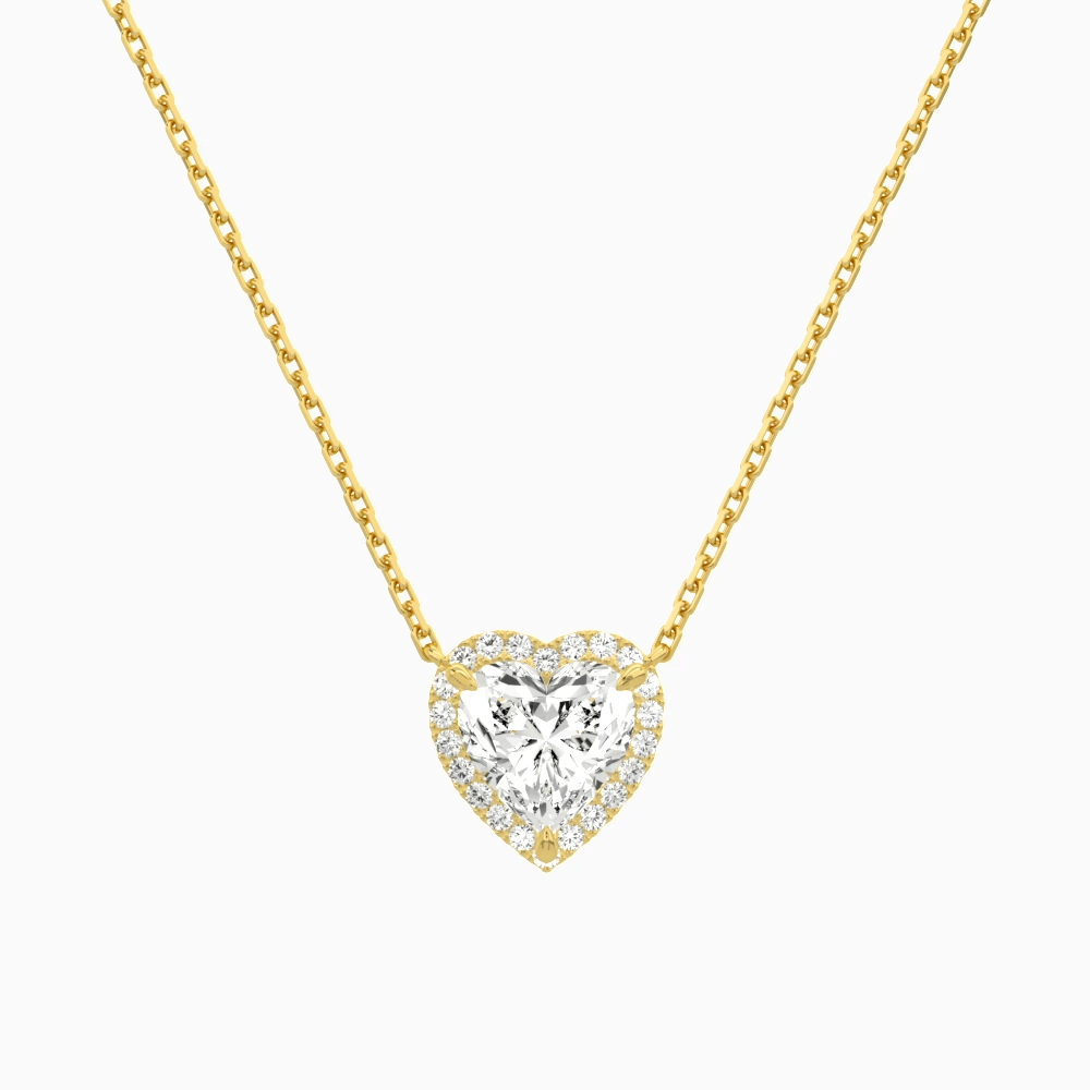 Product Video for Heart Halo Lab Grown Diamond Necklace In 18K Yellow Gold