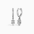 Marquise Solitaire Drop Huggie Hoop Earrings