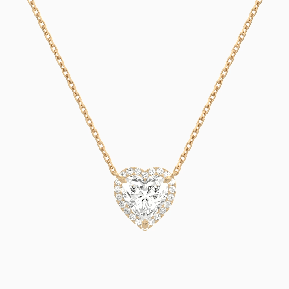 Product Video for Heart Halo Lab Grown Diamond Necklace In 14K Rose Gold