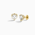 Heart Halo Diamond Stud Earrings