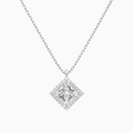 Product Video for Princess Halo Lab Grown Diamond Pendant Necklace In 18K White Gold