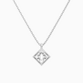 Product Video for Bezel Solitaire Princess Lab Grown Diamond Pendant Necklace In 18K White Gold