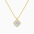 Product Video for Asscher Halo Lab Grown Diamond Pendant Necklace In 14K Yellow Gold