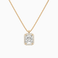 Product Video for Radiant Halo Lab Grown Diamond Pendant Necklace In 14K Rose Gold