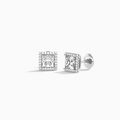 Princess Halo Diamond Stud Earrings